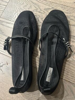 rag & bone Black Sparkle Mary Jane Flats